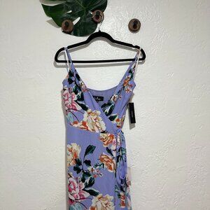 Lulu's Lilac Floral Wrap Dress - Size Medium
